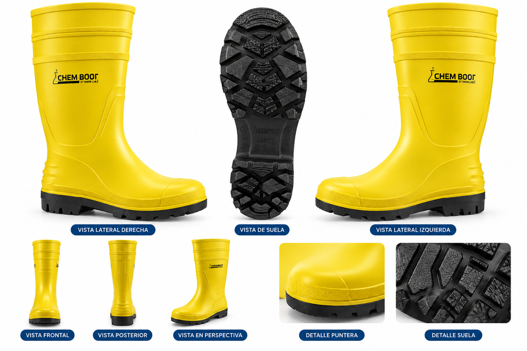 BOTA PVC AMARILLA CHEMBOOT  CON PUNTA 
