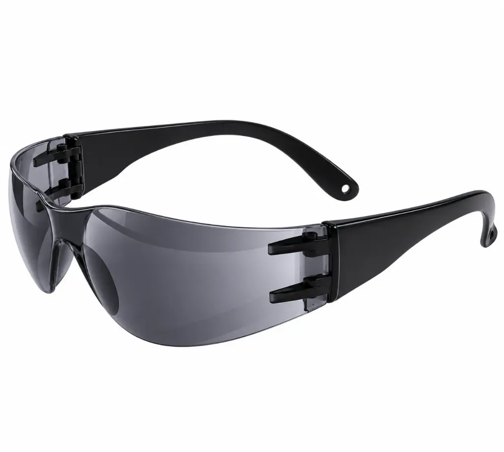 Gafas de seguridad ahumadas en vista lateral.webp