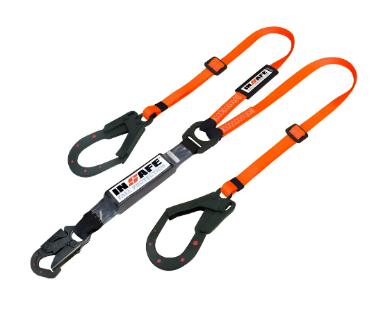 ESLINGA EN Y CON ABSORBEDOR REGULABLE Y GANCHOS MIXTOS DIELÉCTRICOS (IN 8021-RD)