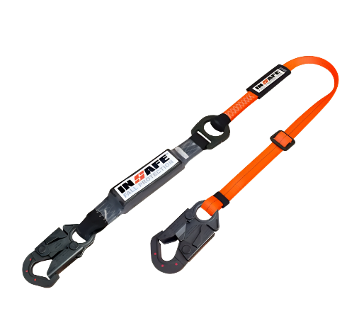 [IN-8020-RD] ESLINGA SENCILLA CON ABSORBEDOR REGULABLE Y GANCHOS DIELÉCTRICOS (IN-8020-RD)