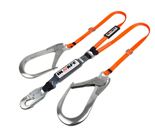 [IN 8021-R-ESP] ESLINGA EN Y CON ABSORBEDOR REGULABLE CON GANCHOS EN ALUMINIO DE 110MM DE APERTURA (IN 8021-R-ESP)